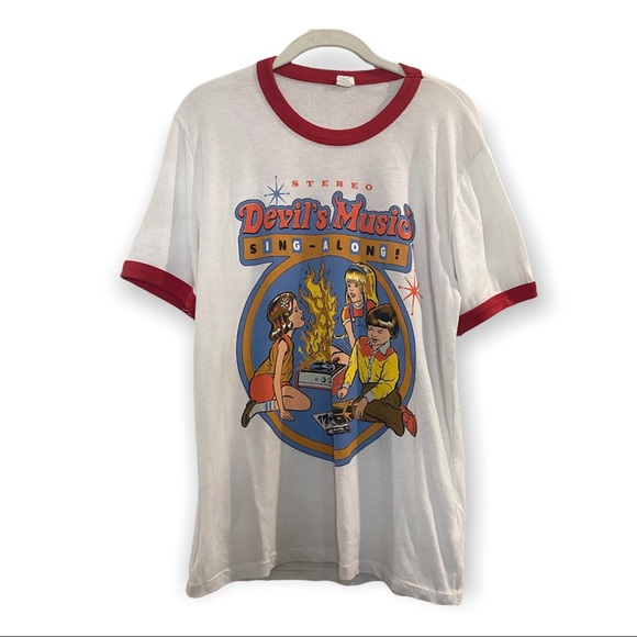 Alternative Apparel Tops - Alternative Apparel Vintage Retro Devil’s Music Sing-a-Long T-Shirt Red White
